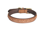 CAMON Ошейник кожаный коричневый с косичкой