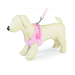 CAMON Шлея меховая розовая с поводком