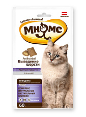 Мнямс Хрустящие подушечки "Выведение шерсти"