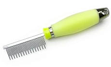 PetStar Расческа разнозубая 32 зубца, зелёная