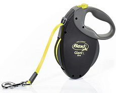 Поводок-рулетка "Flexi", "Giant", ременной, черный/неон, (L)