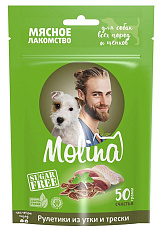 Molina Лакомство для собак Рулетики из утки и трески