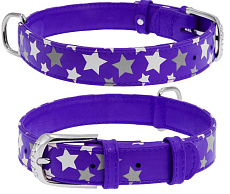 Collar Ошейник "Waudog" (Glamour) "Звездочка", фиолетовый