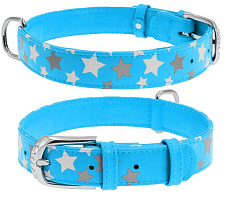 Collar Ошейник "Waudog" (Glamour) "Звездочка", голубой