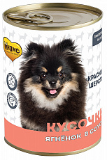 Мнямс консервы для собак Кусочки в соусе с ягненком "Красивая шерсть"